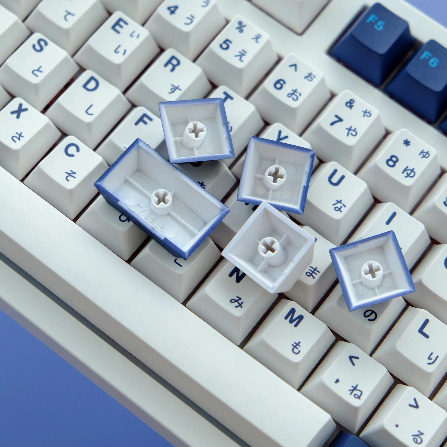 KYOMOT 130 Keys Blue Moon Keycap PBT Dye Sub Cherry Profile Keycaps for MX Switch Custom 65%/75%/87%98% DIY Mechanical Keyboard