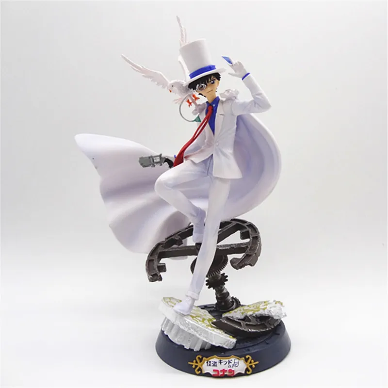 

Detective Conan Kaito Kid PVC Figure: Black Kaito Dual Heads Sculpture, Fire Phoenix Edition Collectible Model with Display Base