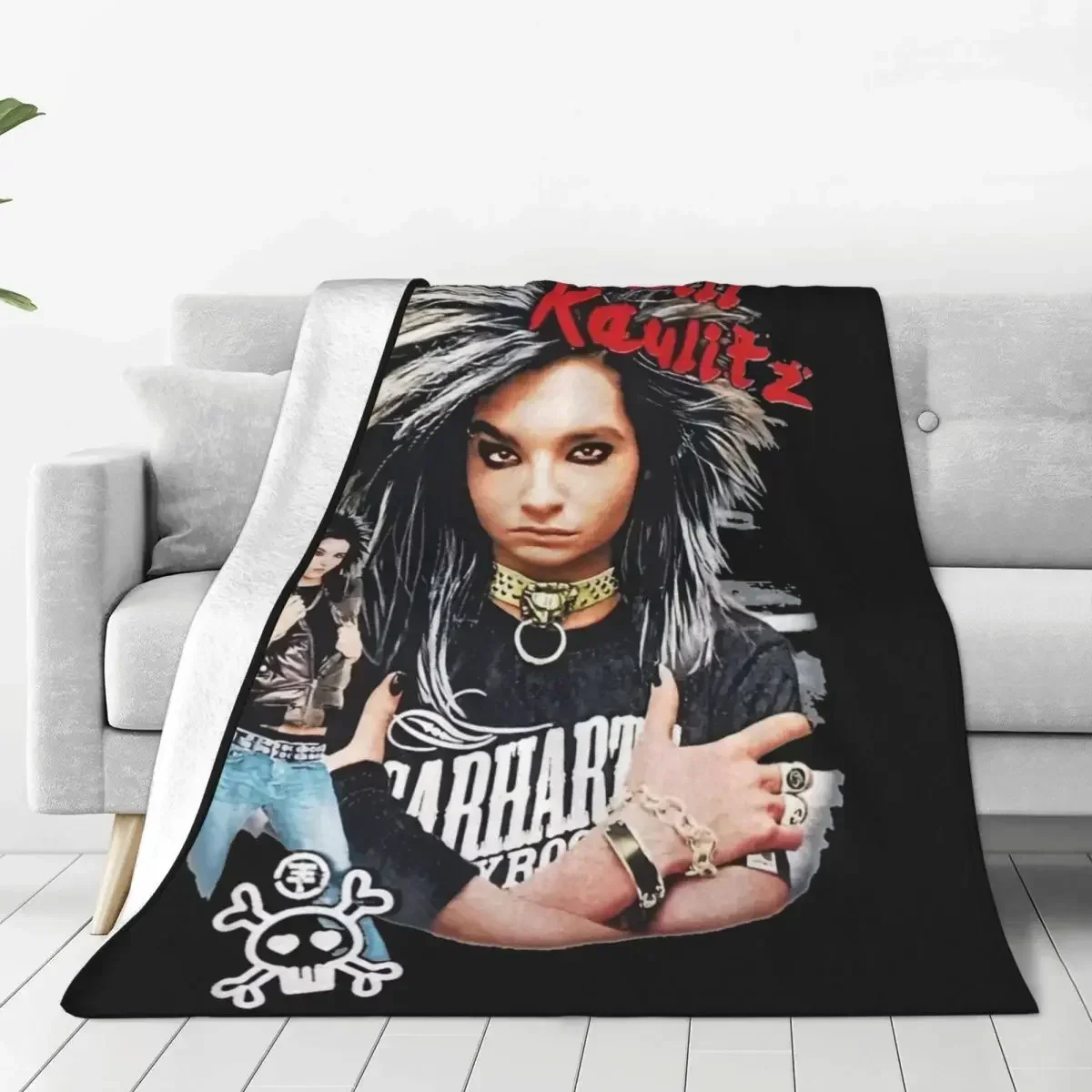 Bill Kaulitz Tokio Hotel Knitted Blankets Flannel Rock Metal Band Lightweight Thin Throw Blankets for Bed Bedroom Quilt