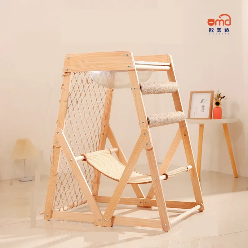 Cat Climber,Factory Wooden Pet Cat Climbing Frame Indoor Pet Toy Solid Wood Cat Tower