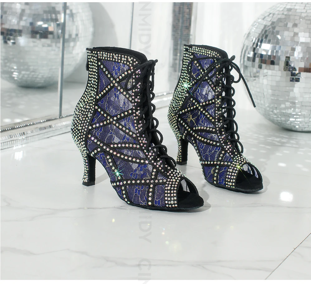 CINMIDY Neue Modische Damen High-Top Tanzstiefel Weiche Sohle Komfort Ballroom Tango Salsa Latin Tanzschuhe Indoor Party Stiefel – Detail 3