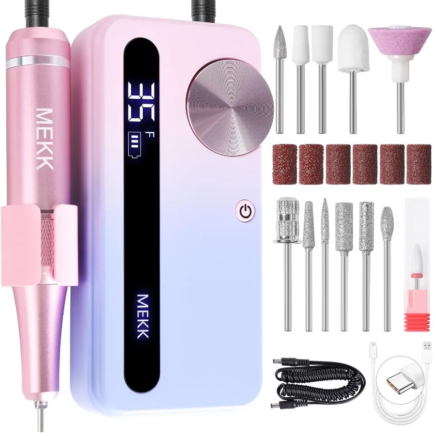 

Electric Nail File 35000RPM Cordless Nail Drill Kit with 12PCS Bits for Professional Acrylic Nails AntiShaking Design Suitable