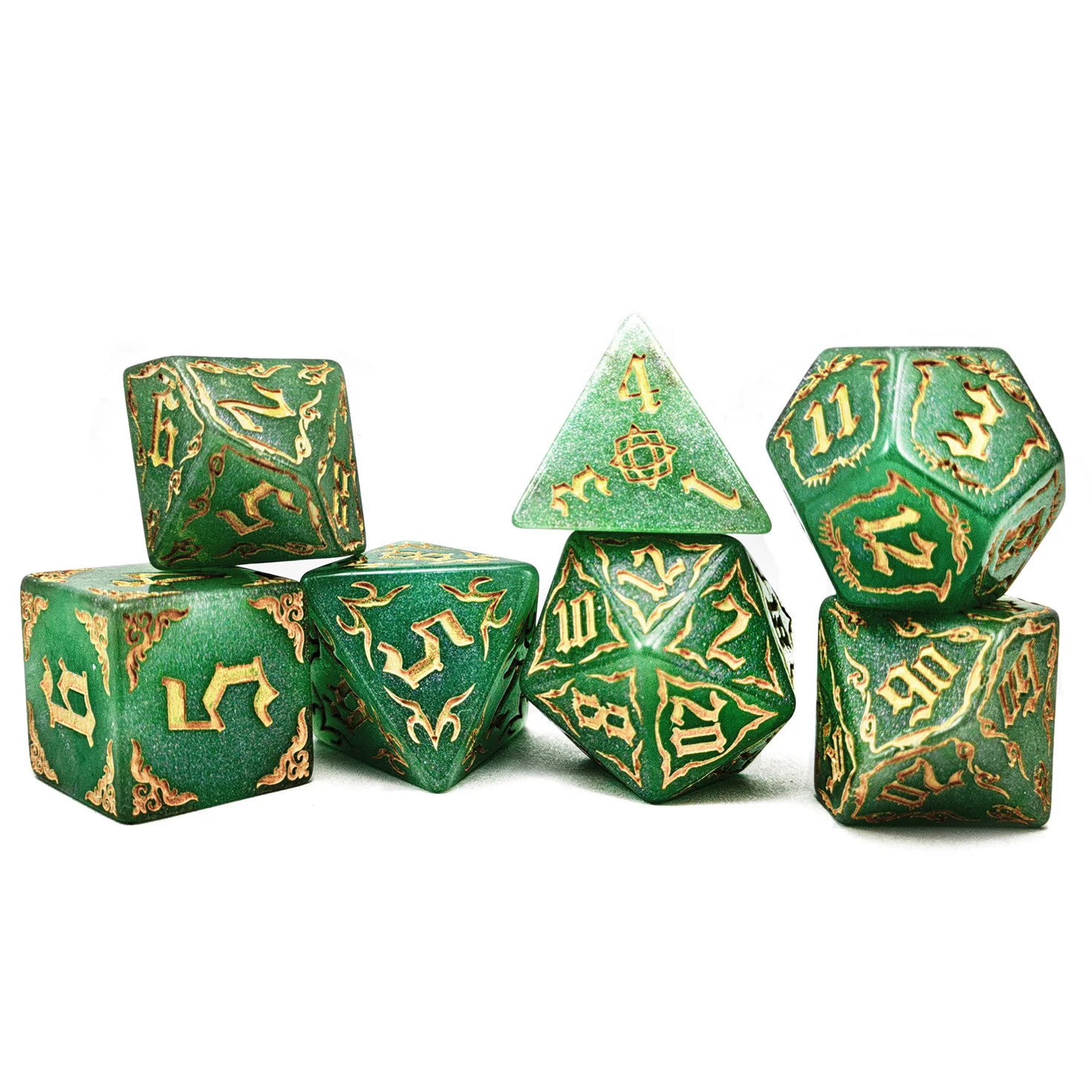 Bescon Giant Fire-Patterned DND Dice Set 1 Inch (25MM) , Oversized D&D Dice Set for Dungeons and Dragons Role Playing Games