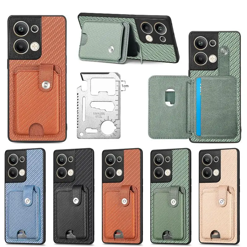 Fashion Cards Slots Back Cover For OPPO F19 A1 A97 A96 Reno 9Pro 8T 7Z 6Z Find X5 Multifunctional Card Knife Phone Case