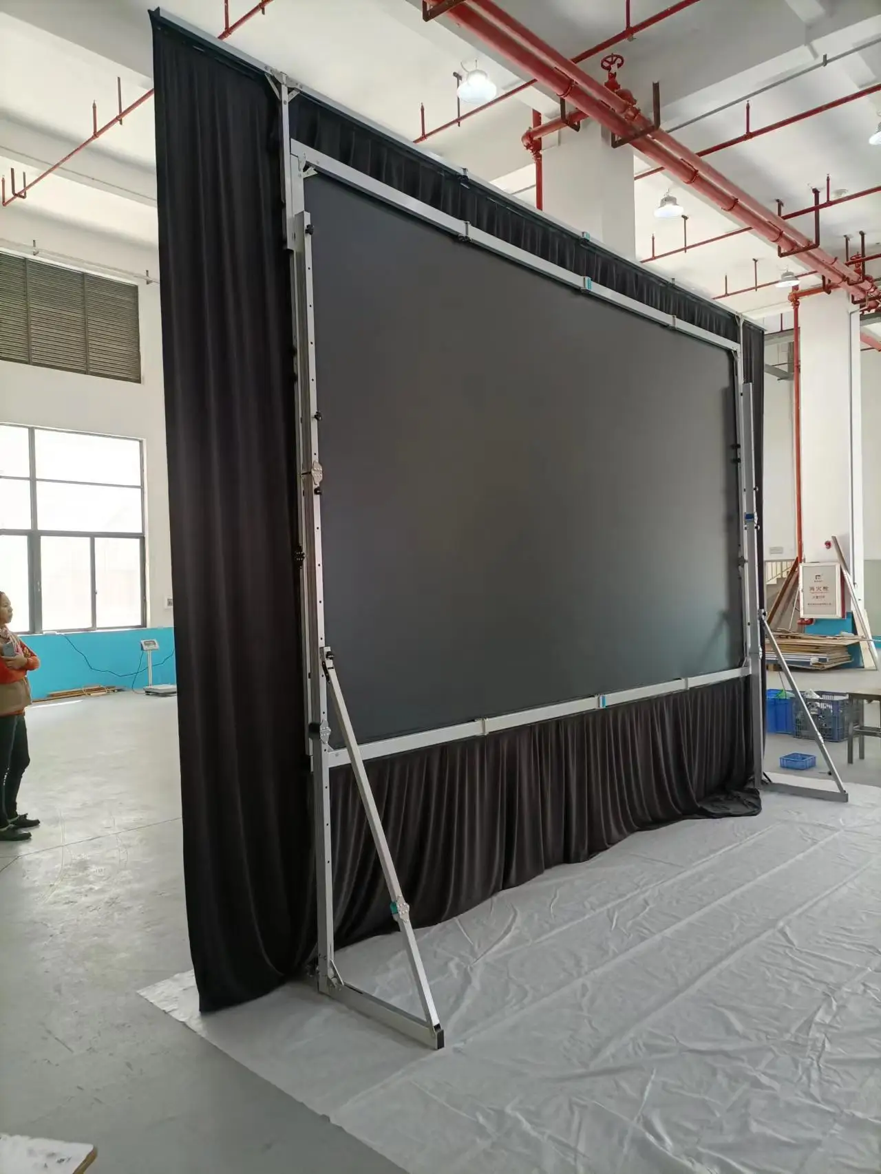 60-400inch Portable Projector Screen Fast Fold 4K HD 3D Front Rear Projection Canvas with Black Dress Kit for Outdoor Large Show