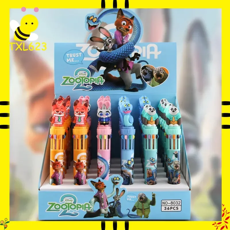 

Шариковая ручка с мультяшной куклой, 12/36 шт., набор, 10 цветов, Zootopia 2, гелевая ручка в стиле аниме, многофункциональные студенческие канцелярские принадлежности, офисные принадлежности