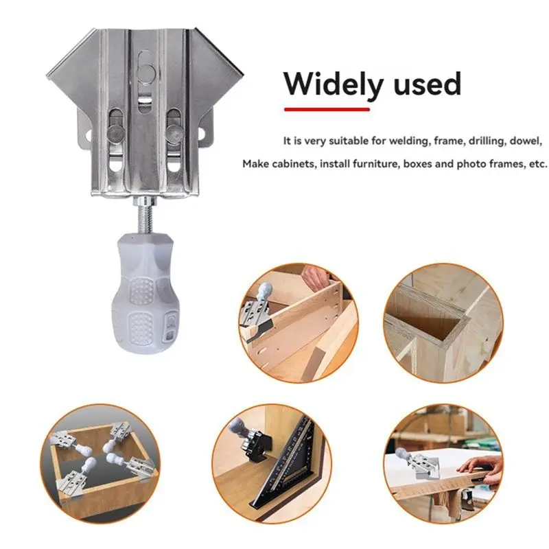 AT63 4pcs Upgraded 90 Degree Fixed Photo Frame Clip Stainless Steel Right Angle Clamp Woodworking Splicing Quick Clip