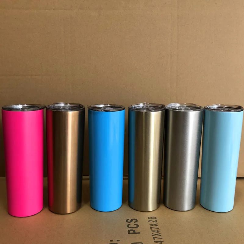 Ｎew 20oz Skinny Tumbler With Lid Straw Beer Swig Thermos Cup Wine Mug Tumblers Mugs Double Wall Vacuum Insulated Water Bottle