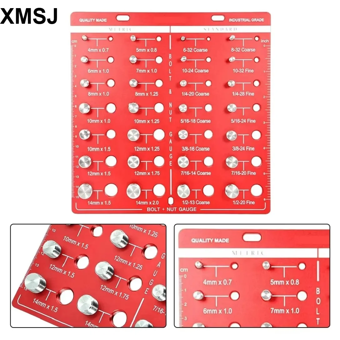 28PCS Nut and Bolt Thread Gauge Lightweight Metric Portable Aluminum Alloy Compact Exquisite Identification Imperial Nut Checker