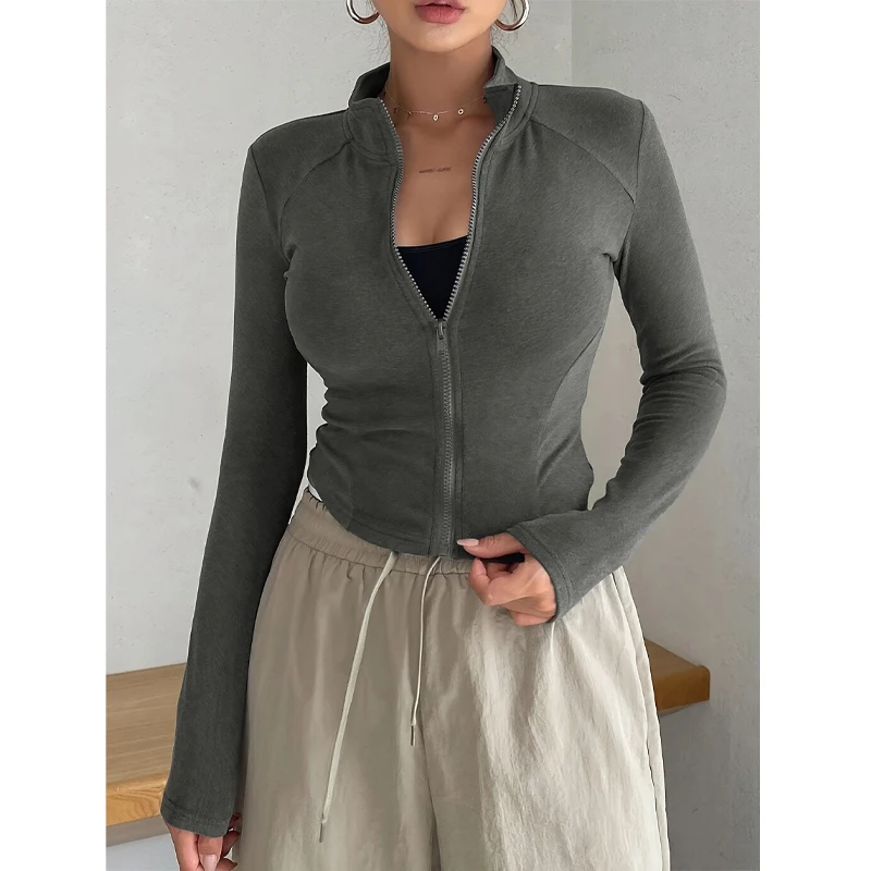 

Autumn Winter Korean Knitting Cardigan Tops Jackets Fashion All-match Solid Slim Zipper Long-sleeved Coat Y2K Ladies Streetwear