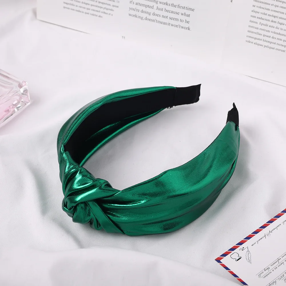 Fashion Wide PU Leather Knot Hair Hoop Knotted Hairband Women Girls Head Band Hair Accessories Makeup Thick Headwear Headdress