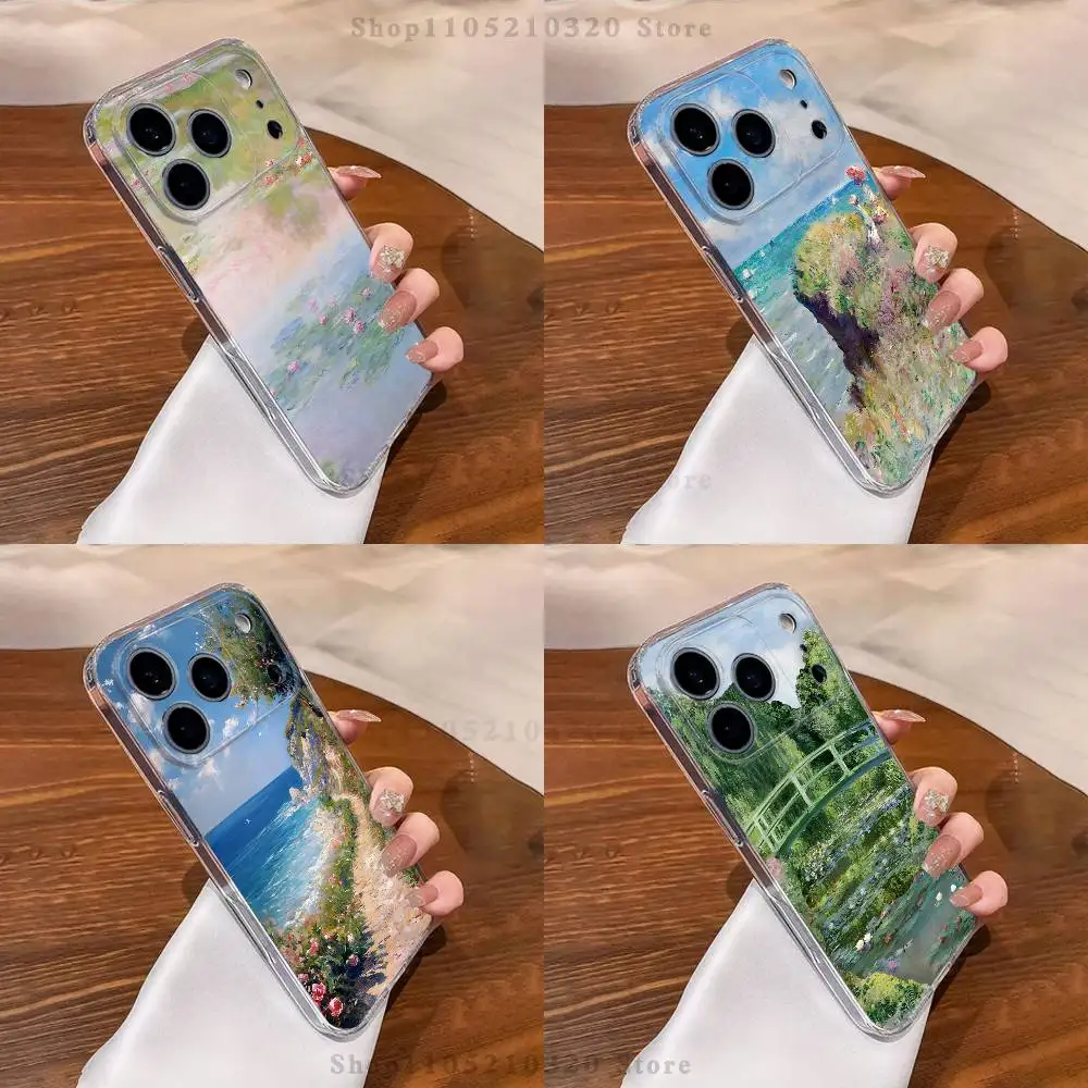 

Claude Monet Art Phone Case For iPhone 17,16,15,14,13,12,11 Pro,Max,Plus,XR,Mini,E Clear Full-coverage Soft Cover