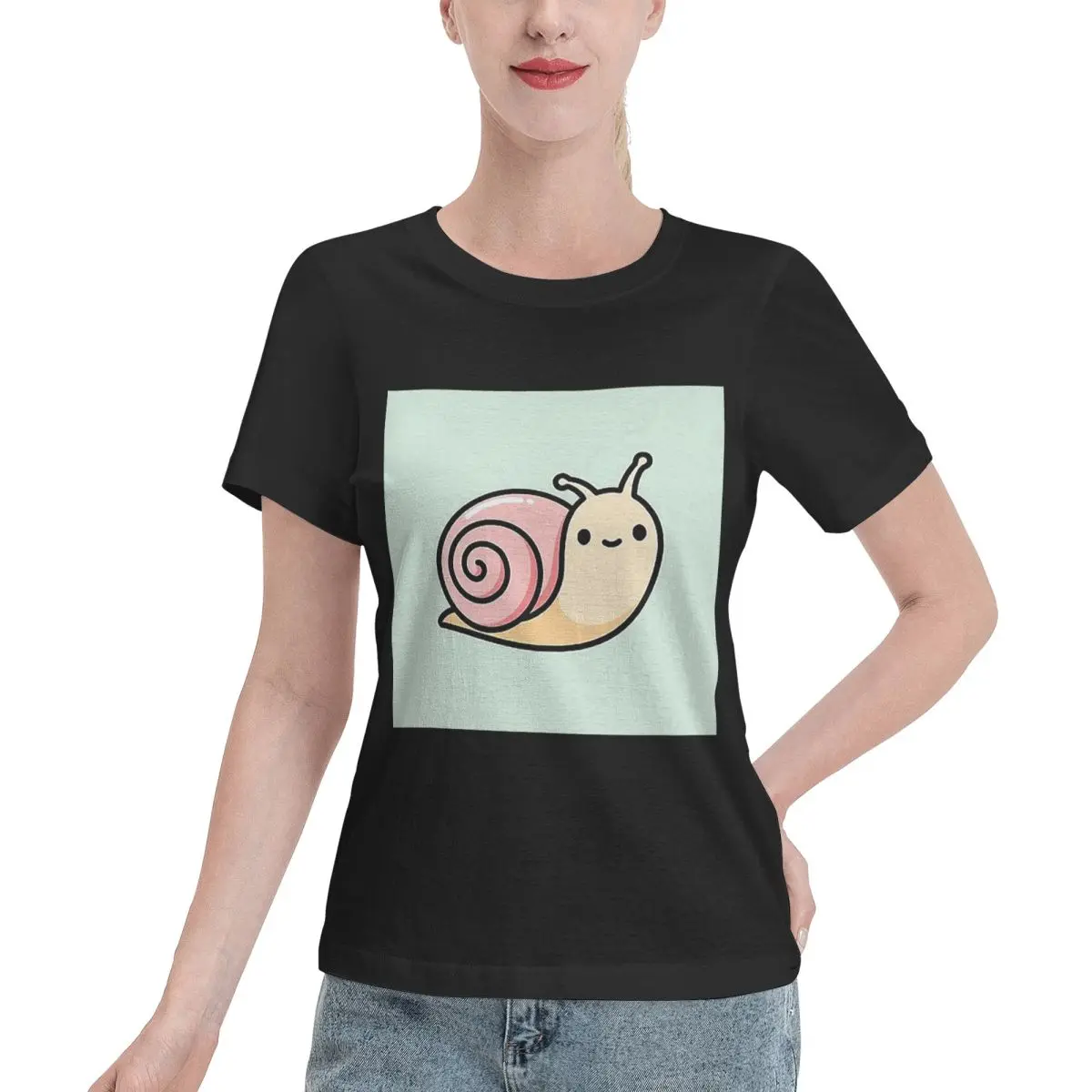 

Футболка с улиткой, женские футболки с короткими рукавами, одежда с круглым вырезом, хлопковые летние футболки, уличная одежда