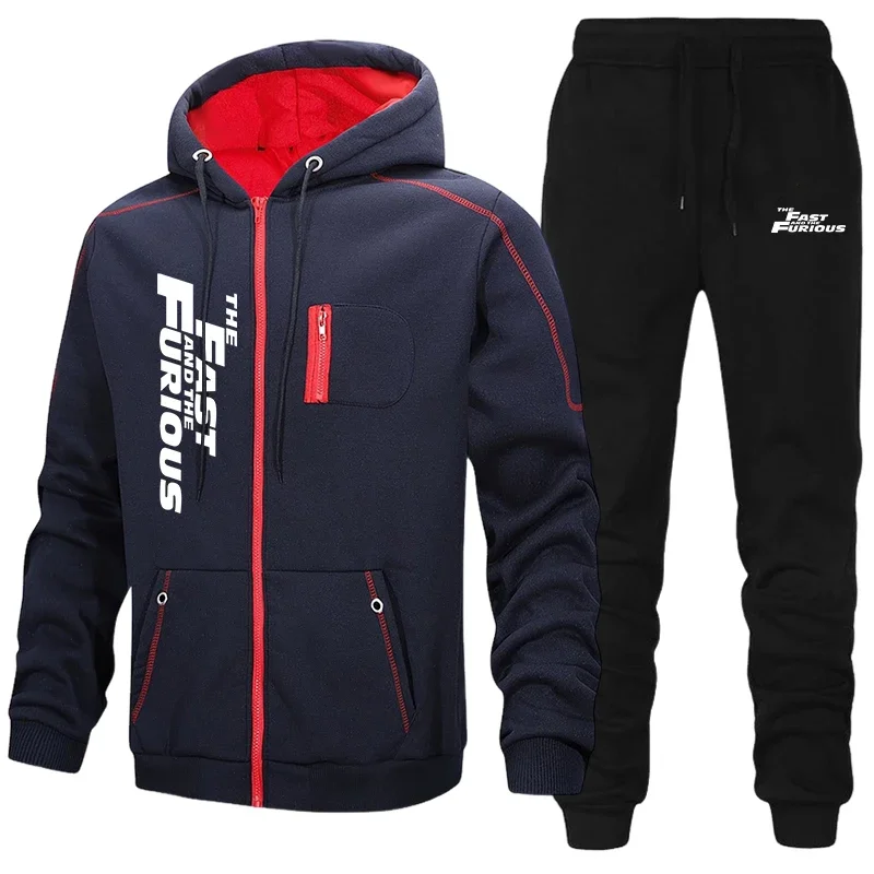 2026 Autumn Winter Popular Men Women Tracksuit Zipper Hooded Jacket+Running Pants 2 Piece Set Unisex Print Casual Coat Clothing view 3