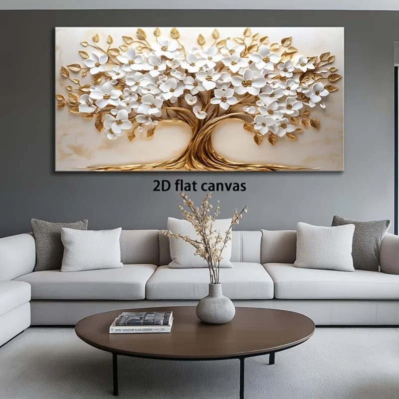 

2D Flat Tree of Life Canvas Wall Art Modern Painting Frameless Picture Living Room Bedroom Office Home Decor High-quality Canvas