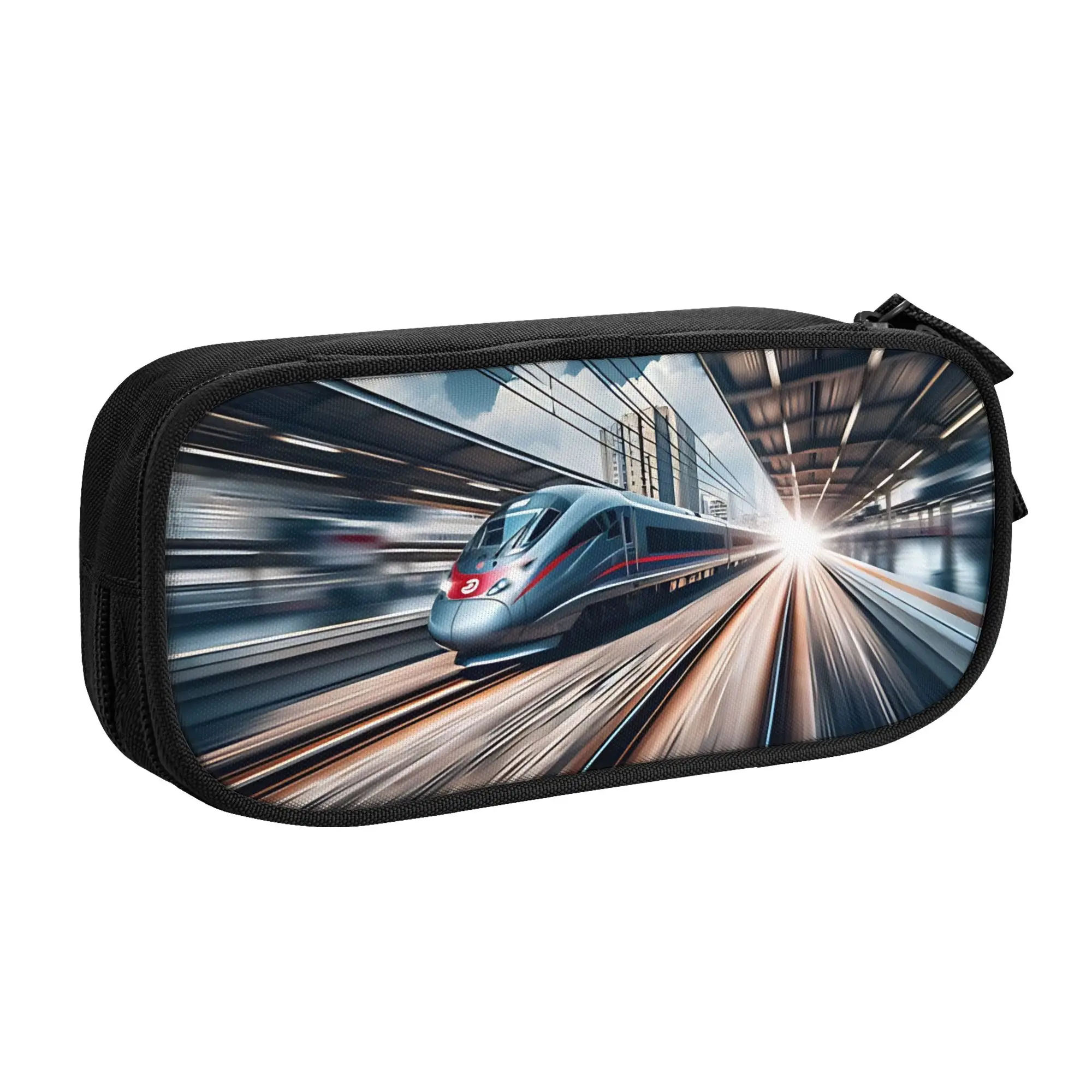 Station Pass  Pencil Case Lovely  High Speed Rail Train Pen Holder Bag Girls Boys Large Storage Office Cosmetic Pencilcases
