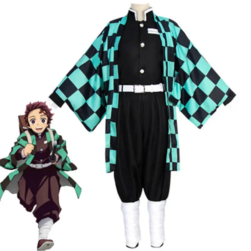 CyAnime Demon Slayer كيميتسو نو يابا زينيتسو جييو تانجيرو كامادو نيزوكو كوسبلاي للنساء والأطفال والرجال كيمونو زي تنكري