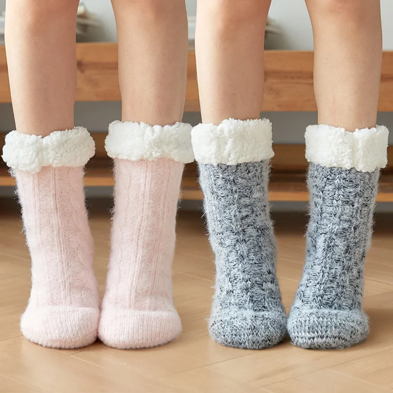 

Зимние носки женские, пышные, теплые, короткие, бархатные, мягкие, термонескользящие, нечеткие носки, женские утолщенные носки, подарки, новинка 2023 года