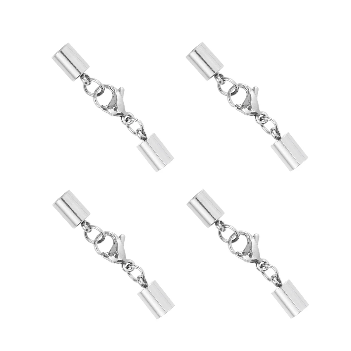 

4pcs Stainless Steel 4.0 Mm Hole Jewelry Findings For Necklace Bracelet Making Diy String Fastener Clasp Connector Craft