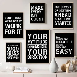 Modern Black Inspirational Quotes Canvas Poster Print Nordic Wall Decorative Picture for Living Room Bedroom Home Art Decoration