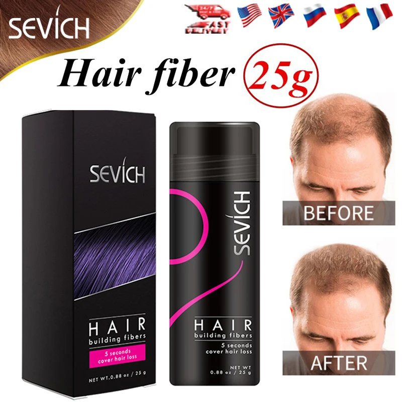 Sevich 25g Hair Fibers Keratin Building Fibers For Hair Loss Products Instant Wig Regrowth Powders Thinning Thickening Hair