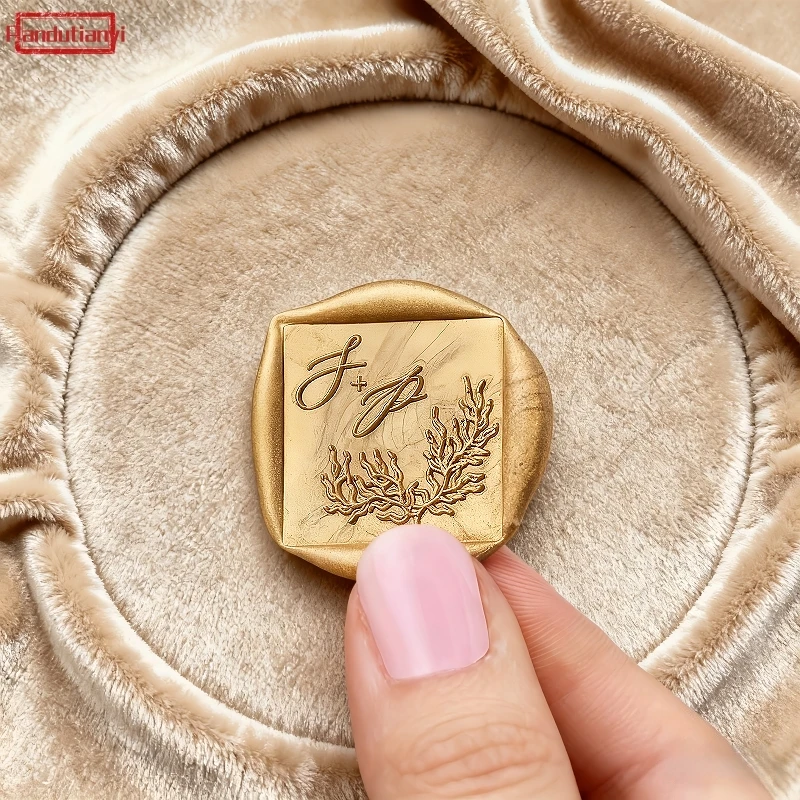 

Custom Square Wax Seals with Your LOGO Double Sided Stickers on The Back Decorative Monogram Wax Seals for Wedding Invitation