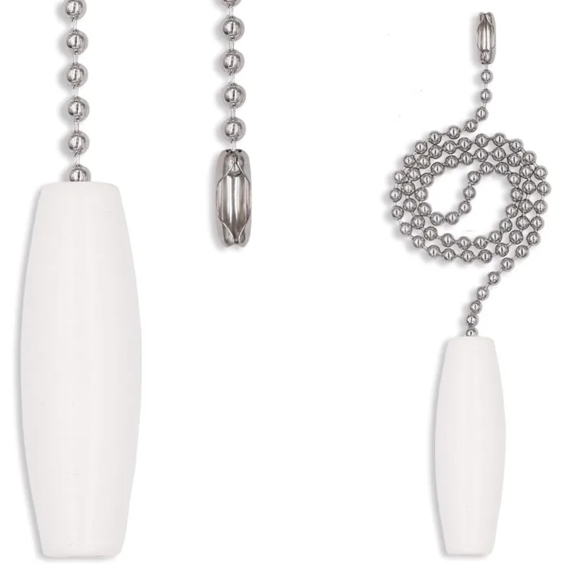 

2 Pack 12-inch Ceiling Fan Pull Chain, 3mm Beaded Ball Chains White Wooden Decorative Pendant Extension Chains for Ceiling Light