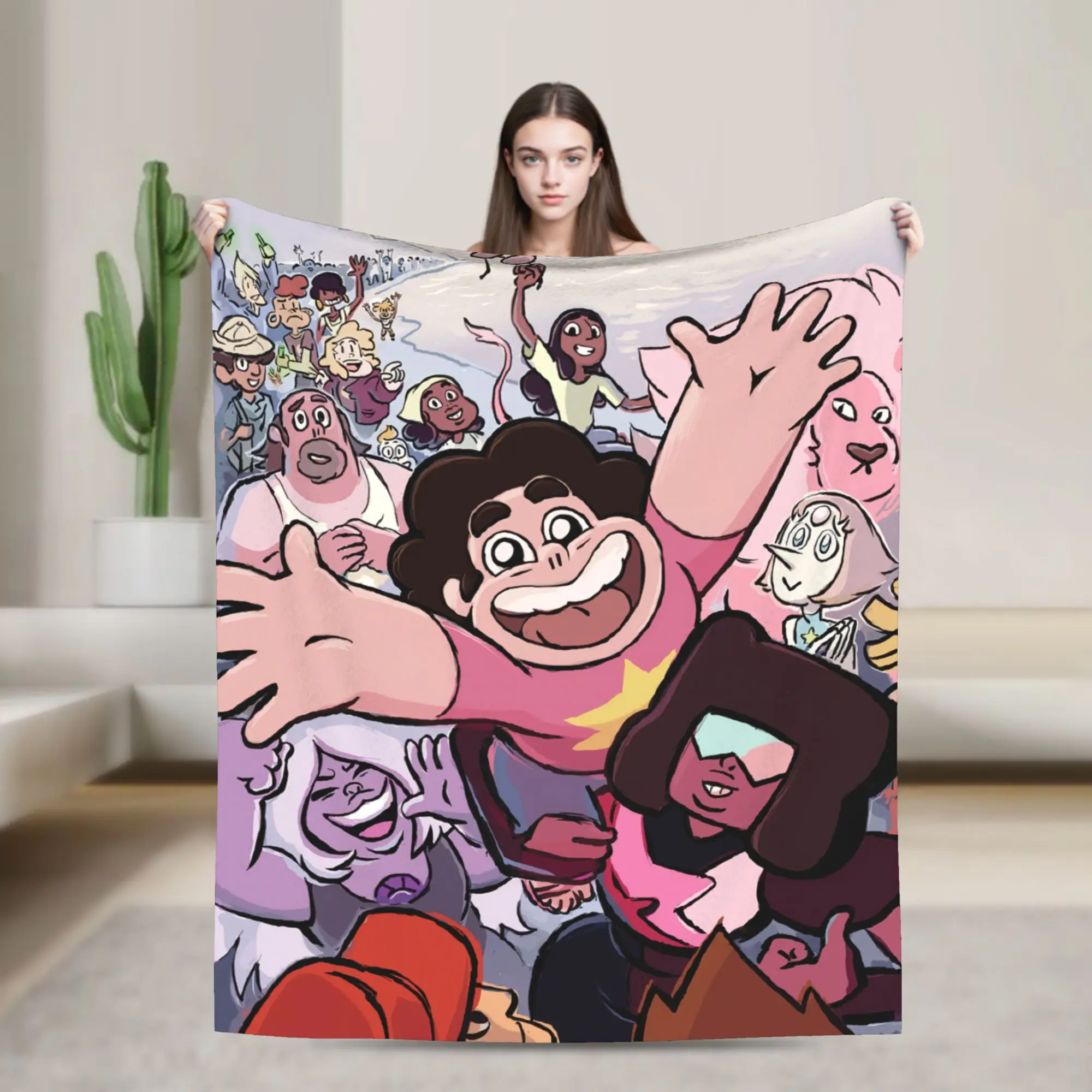 Steven Universe Cartoon   Coral Fleece Plush Throw Blankets  Blankets for Sofa Office Warm Bedding Throws,