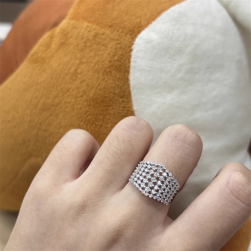 

ZFSILVER, серебро 925, модное роскошное модное кольцо цвета D с муассанитом, кольцо с дуговой линией для очаровательных женщин, вечерние ювелирные изделия, подарок LR01020GLWMOS
