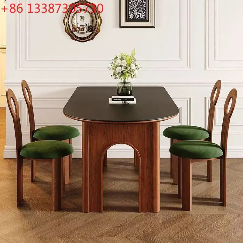 Second-hand French matte slate solid wood small household dining table