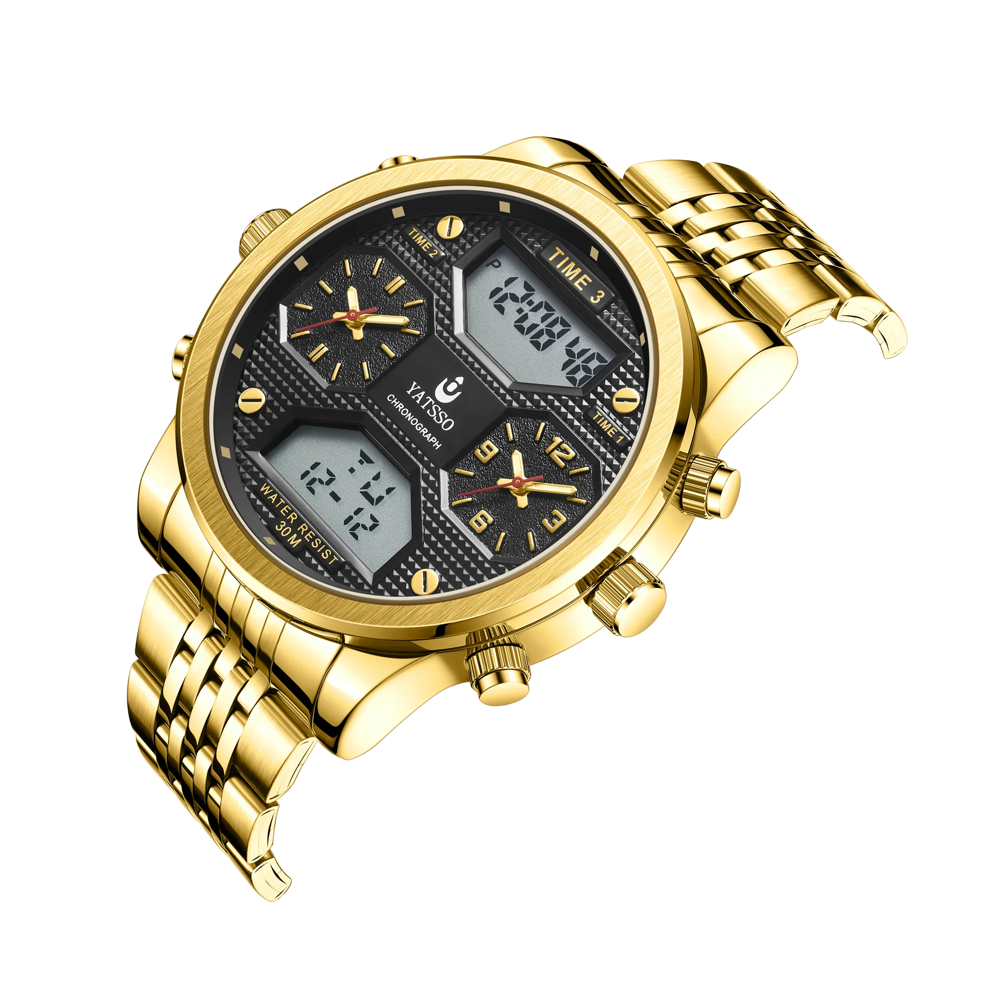 

Мужской деловой хронограф с тройным циферблатом и большим лицом, водонепроницаемый стальной ремешок 3ATM