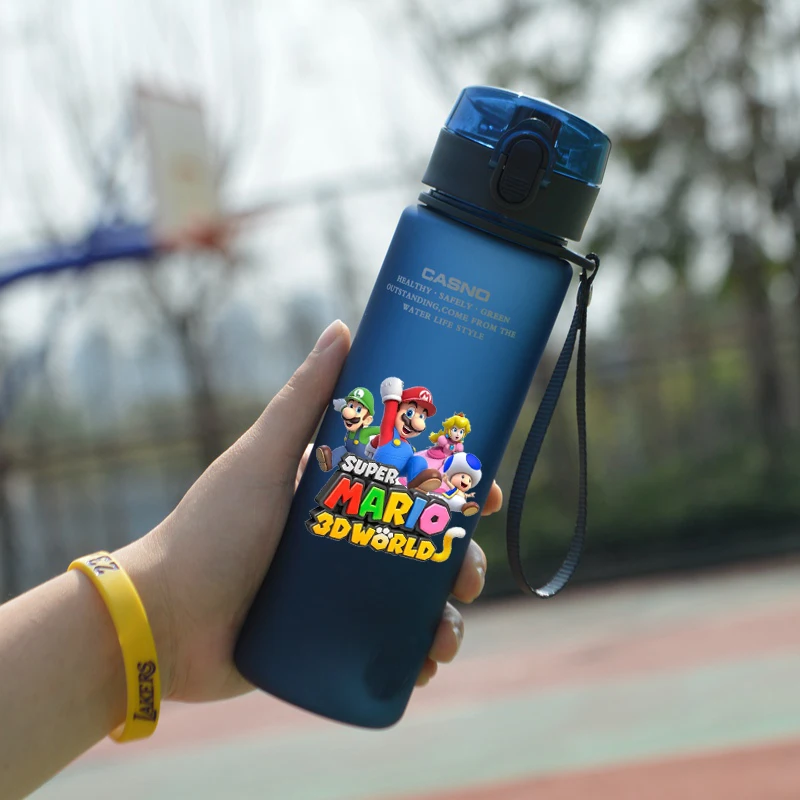 Super Mario 560ML Water Cup Children Portable Plastic Cartoon Luigi Outdoor Large Capacity Sports Water Bottle Holiday Gifts