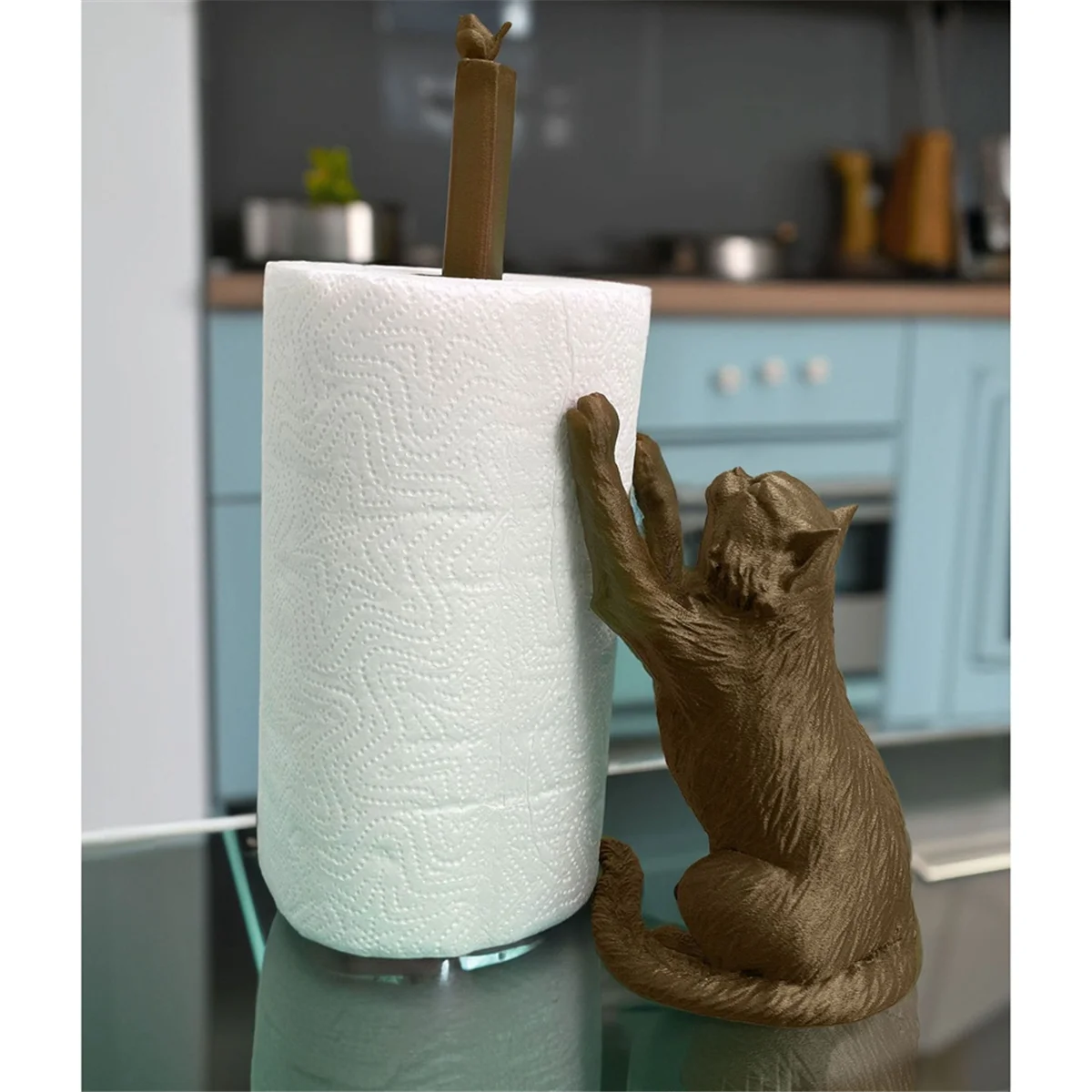 حامل المناشف الورقية للقطط ABXHH، حامل المناشف الورقية على سطح الطاولة، منظم ورق القطط، حامل المناشف الورقية للقطط لتزيين المطبخ B