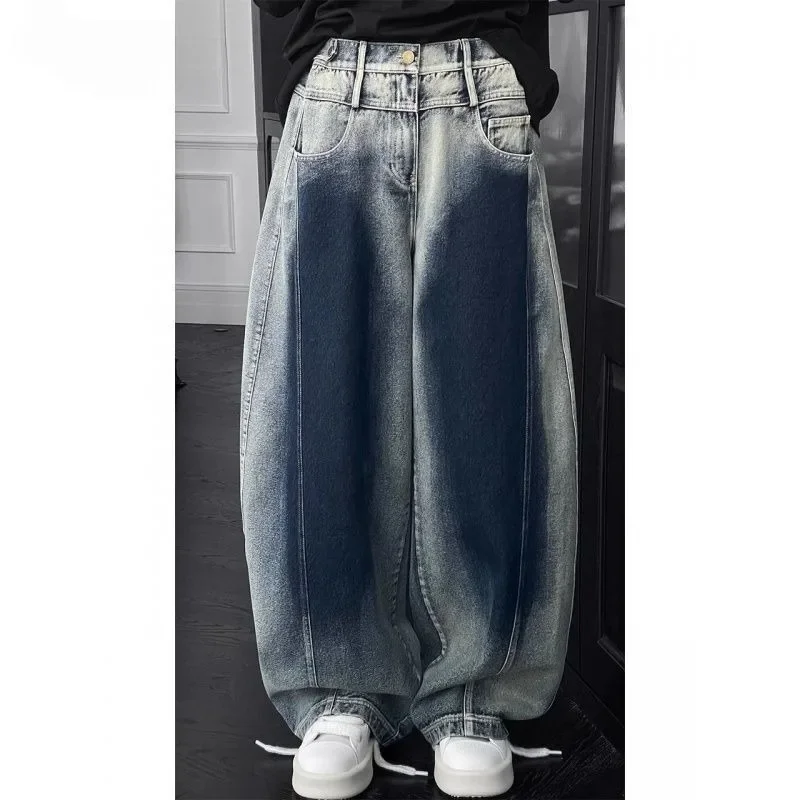

Fashion New Jeans Men's Trend Retro Versatile Loose Curved Knife Casual Straight Leg Pants Female Clothing