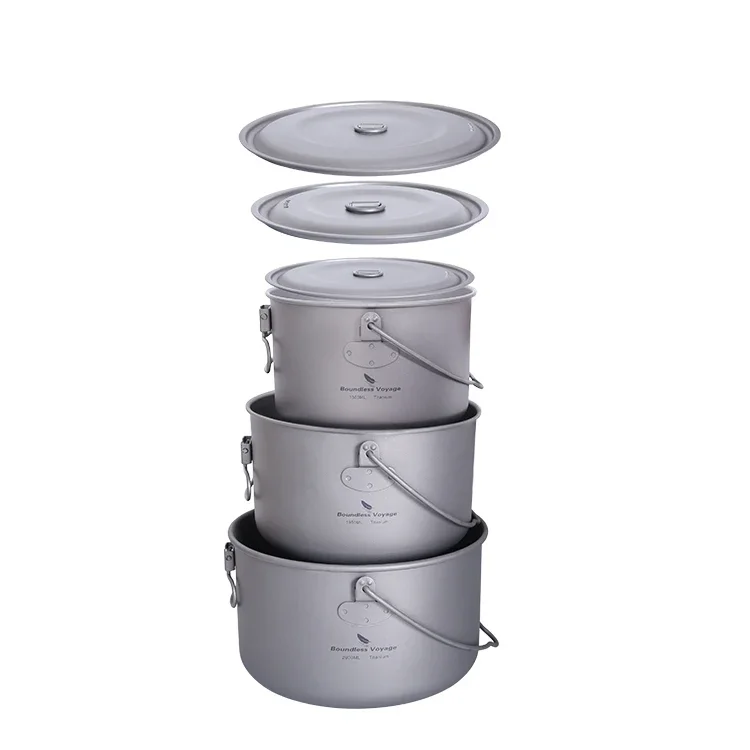 

1300/1950/2900ml Ultralight Pure Titanium Pot Set Outdoor Camping Cookware Outdoor Cooking Set