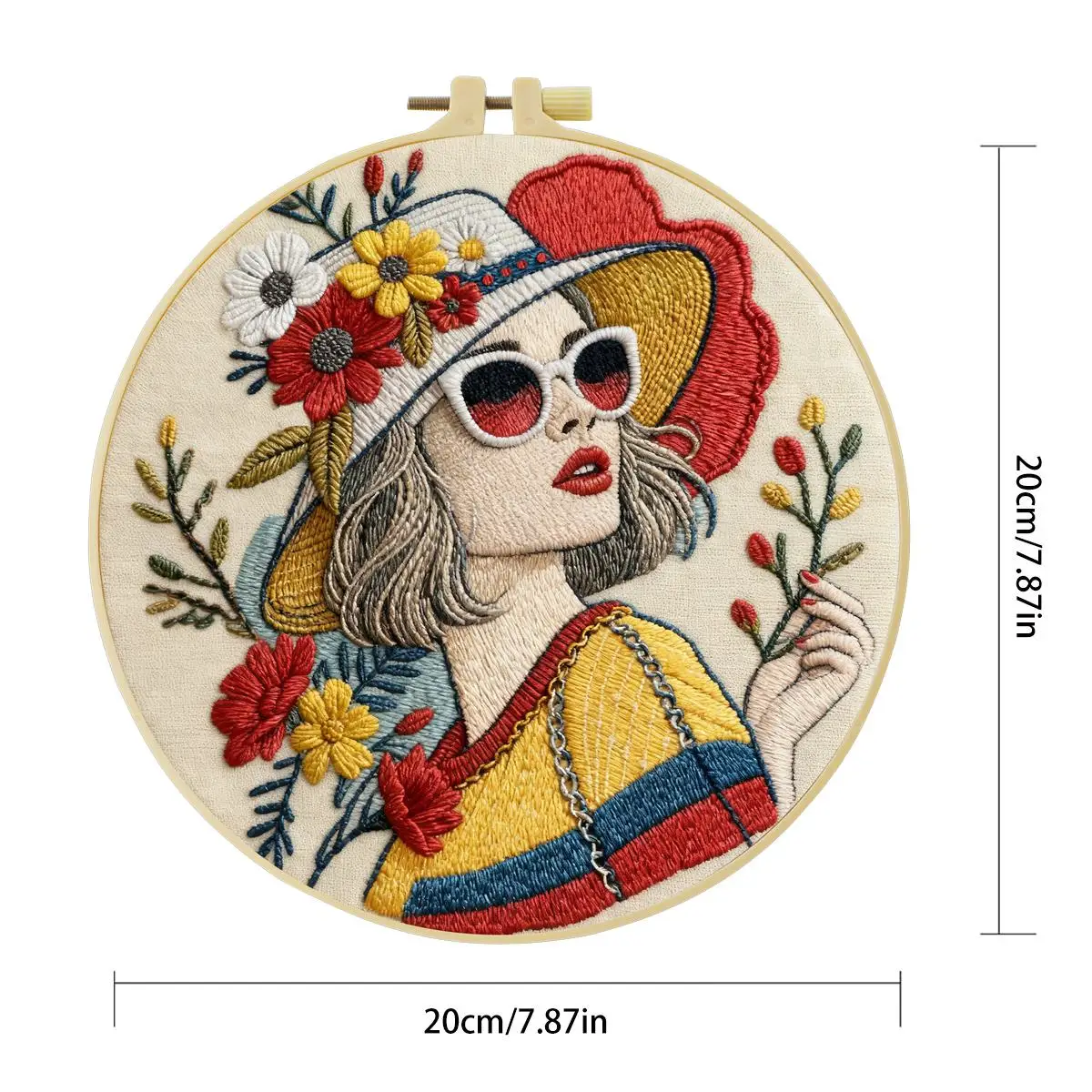 1 Stück 20x20 cm/15x15 cm 7,87/6,3 Zoll Stickerei-Starter-Kit für Frauen, DIY-Kit, Stickerei-Set, Bastelset für Anfänger – Detail 3