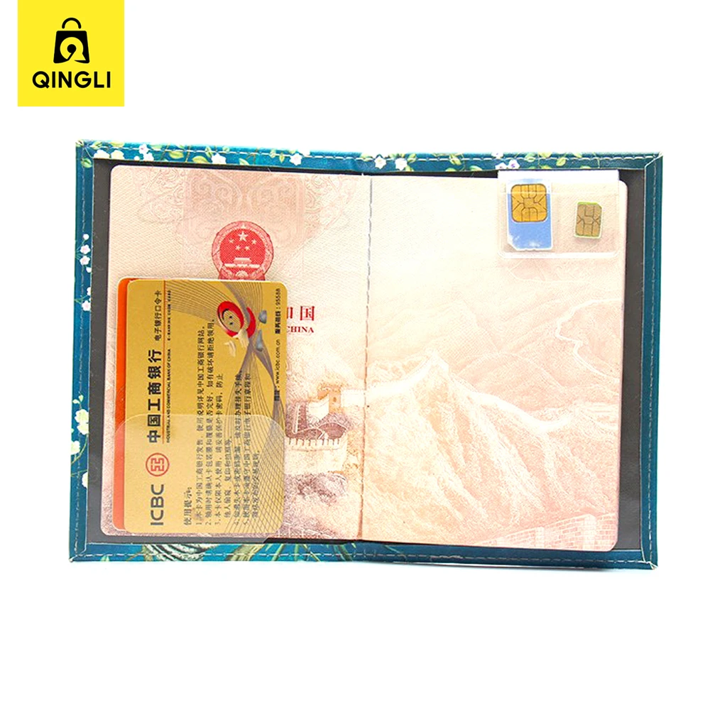 Exquisite Flowers Trees Birds Pattern Passport Holder Case Chinoiserie PU Leather Protect Passport Cover for Travel Necessities