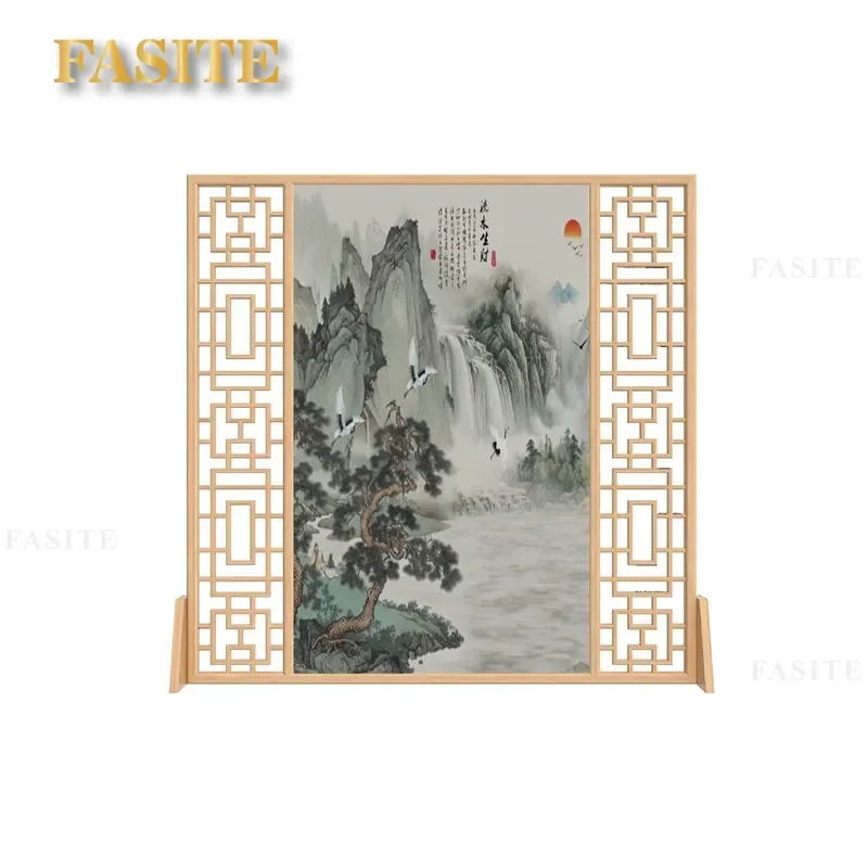 For Large Apartment Entrance Partition Hotel Tea Room Restaurant Background Wall Solid Wood Return Screen Furniture