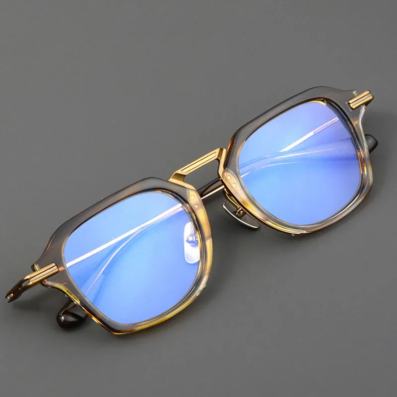 

Japanese Men Prescription Eyeglasses Classic Acetate Titanium Retro Optical Reading Glasses Frame Women Spectacless DTX413