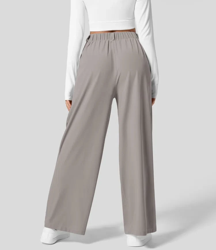 Damenhose, karierte, figurbetonte Hose mit weitem Bein und Taschen, hochtaillierte, lässige, figurbetonte Hose mit weitem Bein für Damen. – Detail 25