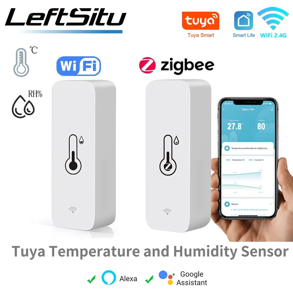 Tuya Zigbee WiFi Temperature Humidity Sensor APP Remote Monitor For Smart Home var SmartLife WorkWith Alexa Google Assistant