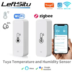 Tuya Zigbee-Sensor de temperatura y humedad WiFi, Monitor de aplicación remota para hogar inteligente var SmartLife, funciona con asistente de Google Alexa