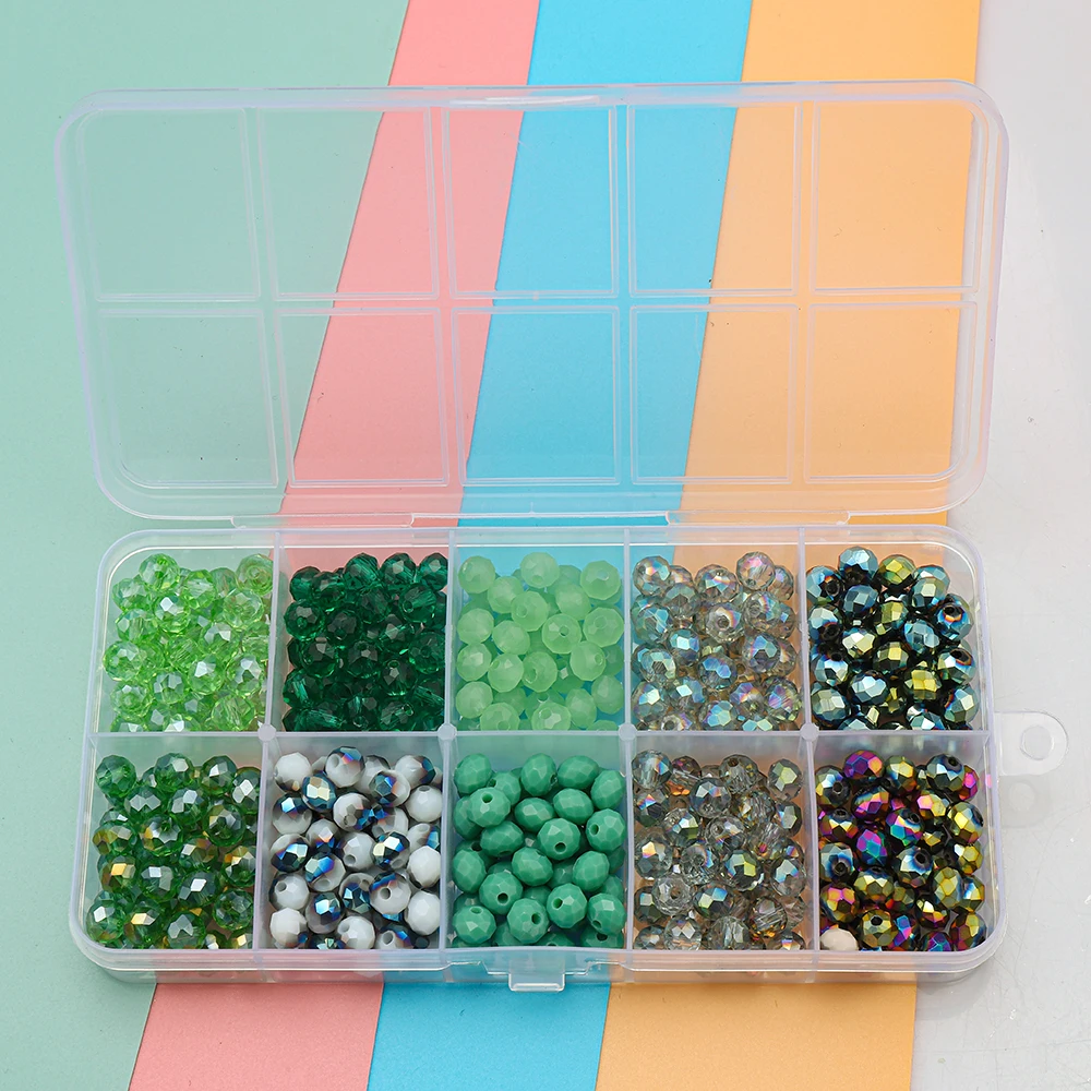 Mixed Size 4mm 6mm 8mm Faceted Glass Crystal Rondelle Beads Round Loose Spacer Beads Kit for DIY Jewelry Charms Needlework Craft