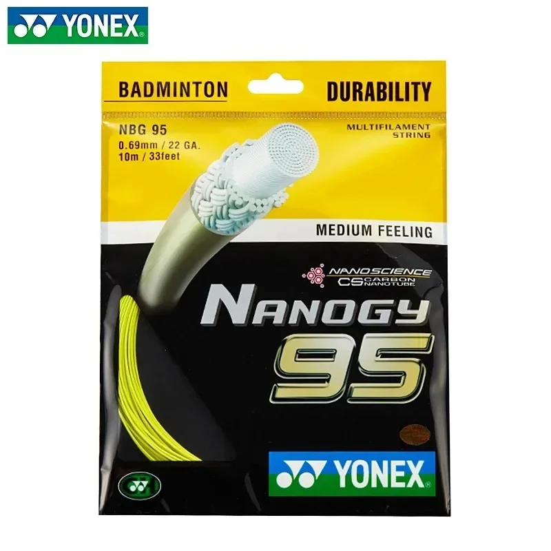 Cuerda de bádminton YONEX Yonex BG95 (0,69 mm) NBG95 Cuerda de raqueta de bádminton BG95 Nanogy para sensación media