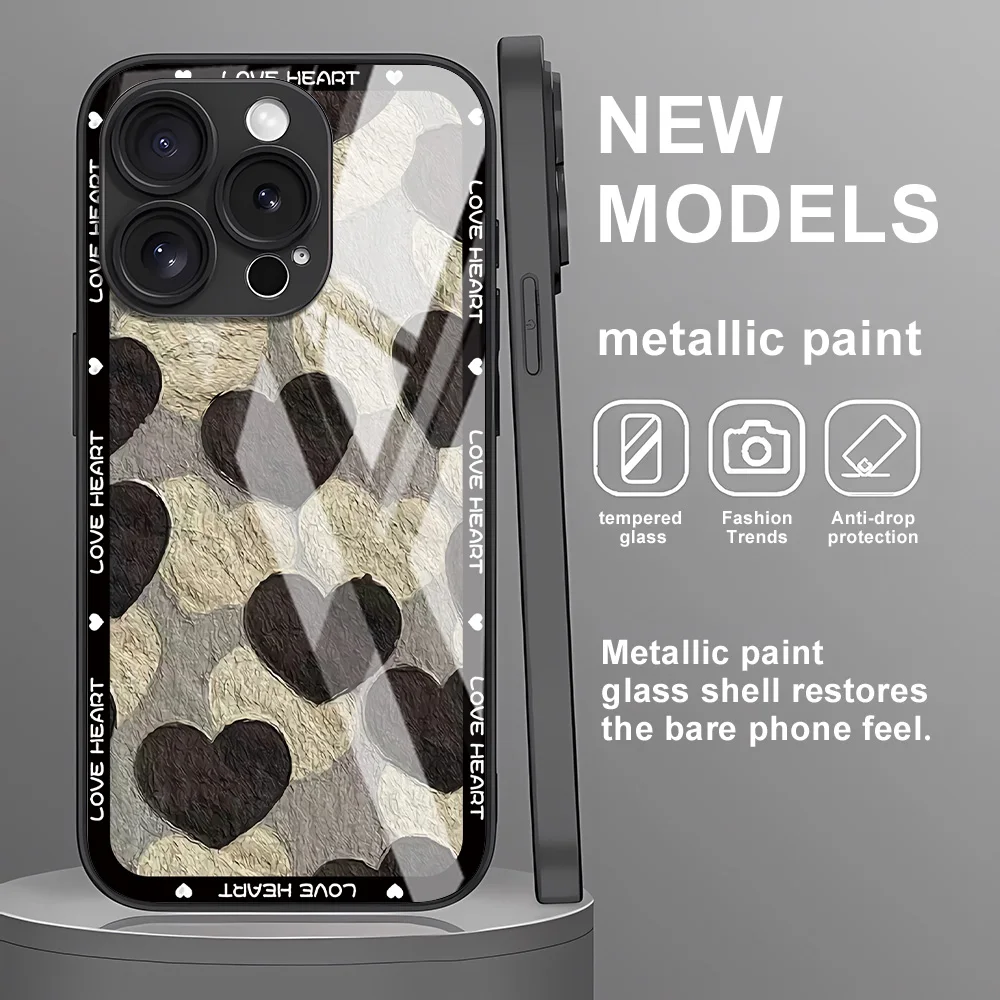 

Love Heart Glass Case For Samsung A36 A33 A34 A35 A54 A55 5G A56 A53 A25 A13 A17 A16 A26 S24 Ultra S25 S23 S22 Plus S21FE Cover