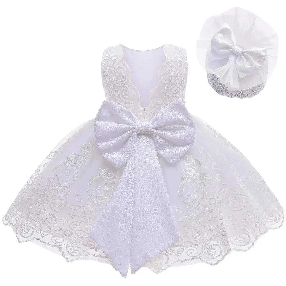 Baby Girls Princess Dress Baby Baptism Dress Toddler Easter Costume Children Evening Party Gown 2024 New Girl White Dress