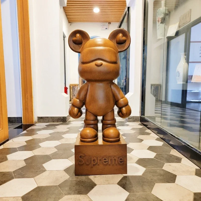 

Cartoon Bear Sculpture for Decoration, Large Ornaments, Walnut Color, TV Cabinet, Living Room, Piggy Bank Bear, Home Floor