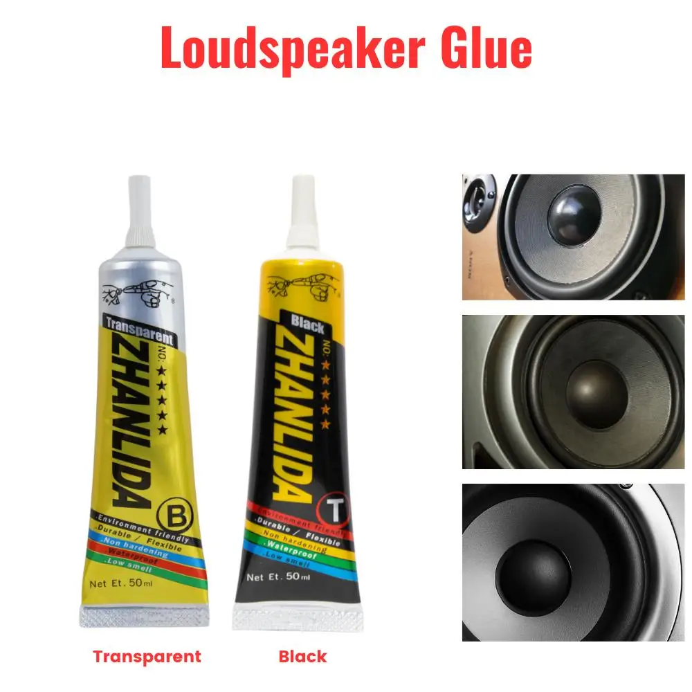50ml Black Loud Speaker Repair Glue Foam Side Dust Cap Rubber Edge Cone Basin Strong Adhesive 15/50/80ML