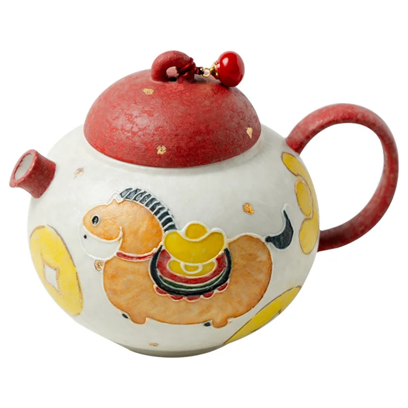 

Ceramic Immediately Rich Round Belly Teapot Gift Box Household With Filter Brewing Teapot New Chinese Kung Fu Tea Set Single Pot