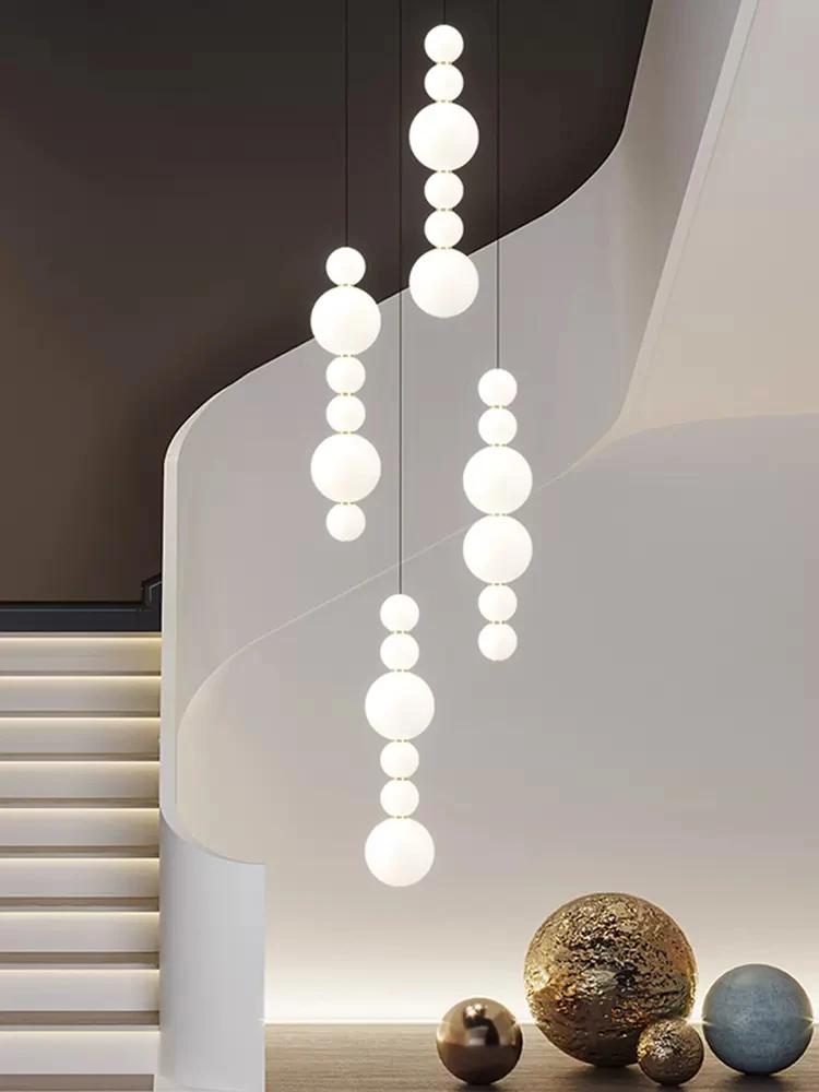 

Nordic LED Villa Living Room Luxury Large Chandelier Modern Minimalist Duplex Loft Creative Rotating Staircase Light Chandelier